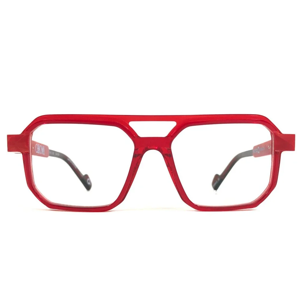 Etnia Barcelona Eyeglasses Frames CHROMA N41 RD Red Clear Thick Rim 53-16-142